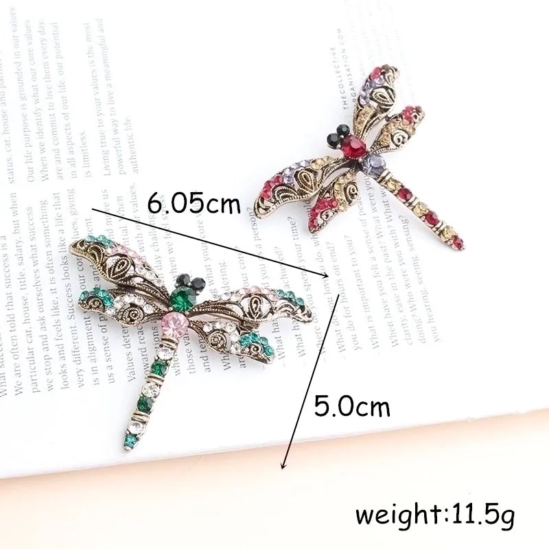 Retro Dragonfly Alloy Inlay Rhinestones Unisex Brooches