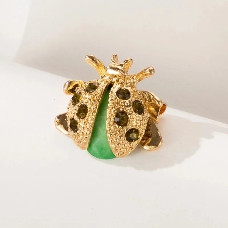 Retro Oil Dripping Bee Brooch Female Alloy Diamond-embedded Ladybug Insect Collar Pin Clothing Hat Bag Accessories