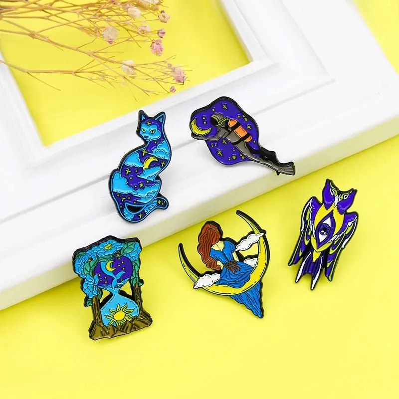 Retro Pin Astronaut Moon Alloy Stoving Varnish Unisex Brooches