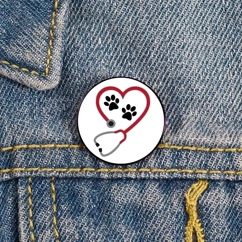 Retro Pin Cartoon Character Mixed Materials Printing Unisex Brooches