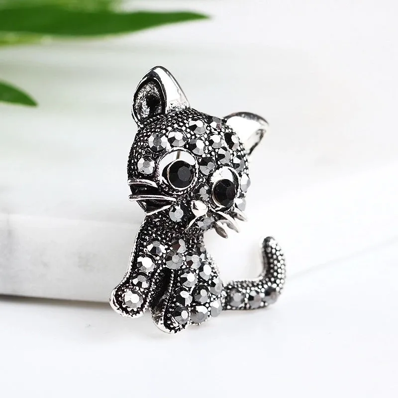 Retro Pin Cat Alloy Plating Rhinestones Unisex Brooches