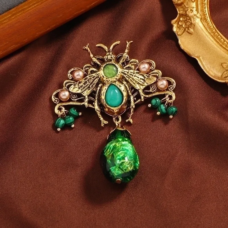 Retro Pin Cupid Butterfly Alloy Enamel Hollow Out Inlay Artificial Gemstones Pearl Unisex Brooches
