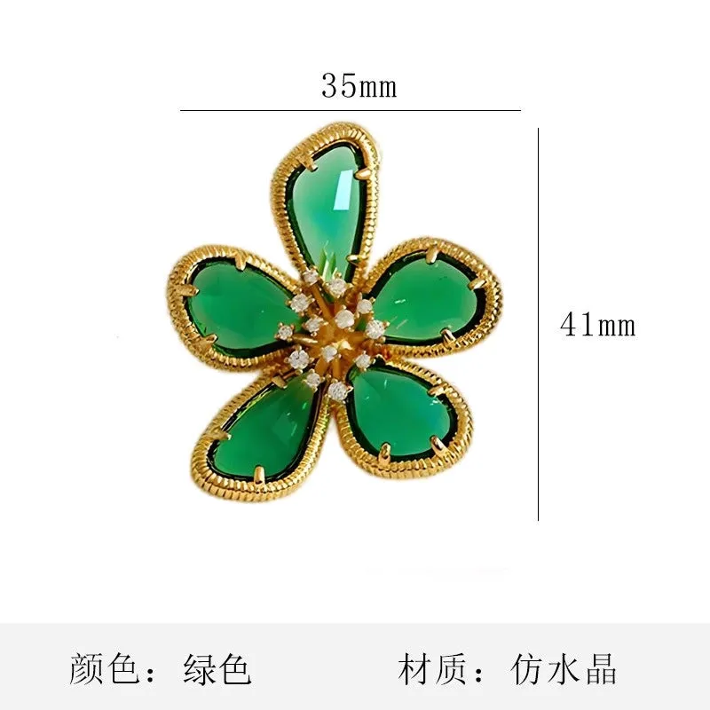 Retro Pin Flower Alloy Inlay Artificial Crystal Rhinestones Women'S Brooches