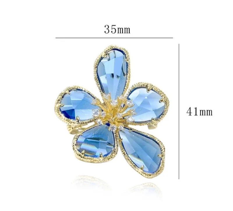 Retro Pin Flower Alloy Inlay Artificial Crystal Rhinestones Women'S Brooches