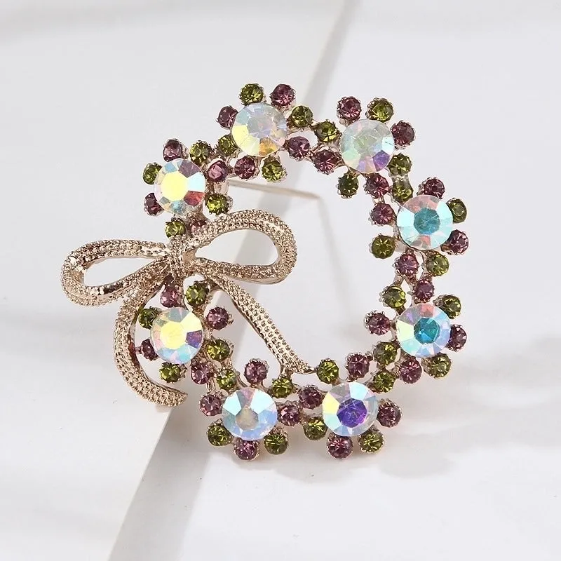 Retro Pin Flower Bow Knot Alloy Inlay Artificial Pearls Rhinestones Women'S Brooches