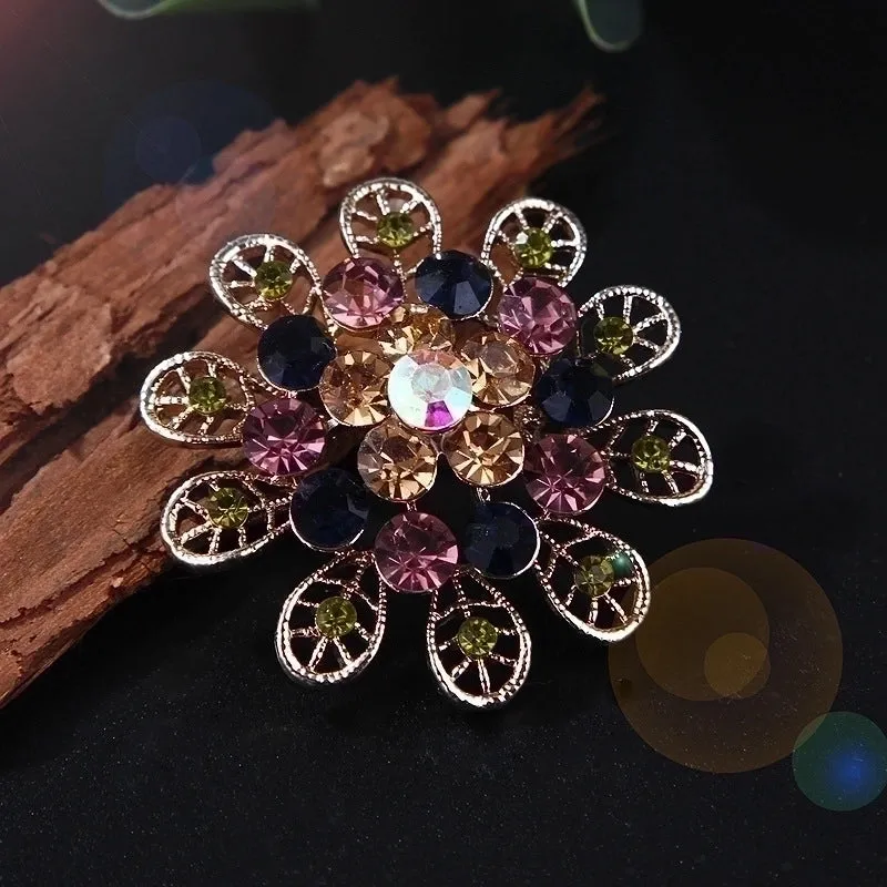 Retro Pin Flower Bow Knot Alloy Inlay Artificial Pearls Rhinestones Women'S Brooches