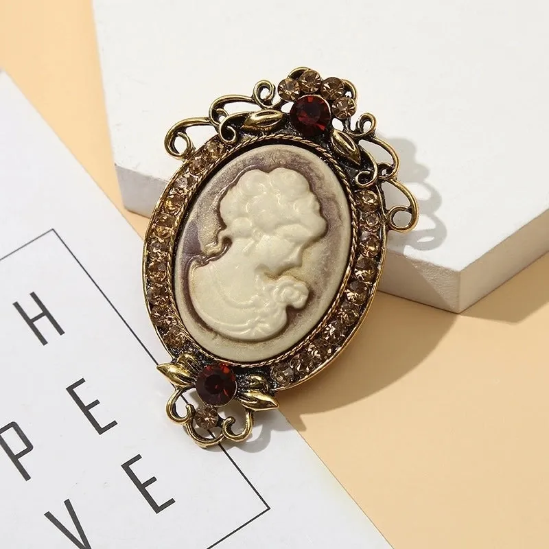Retro Pin Human Alloy Hollow Out Inlay Rhinestones Women'S Brooches