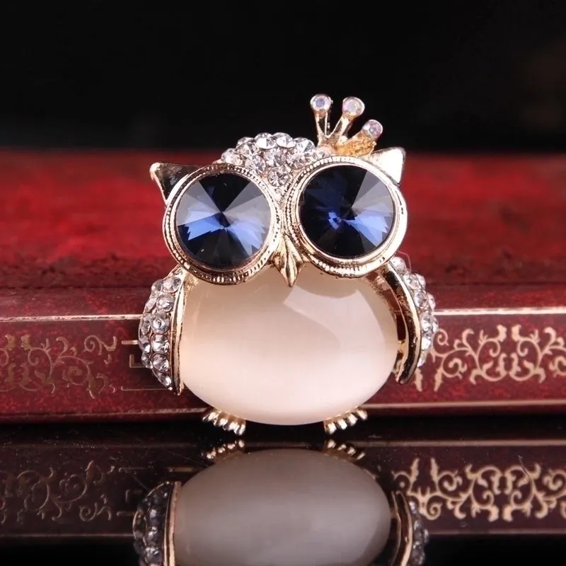 Retro Pin Owl Alloy Diamond Women'S Brooches