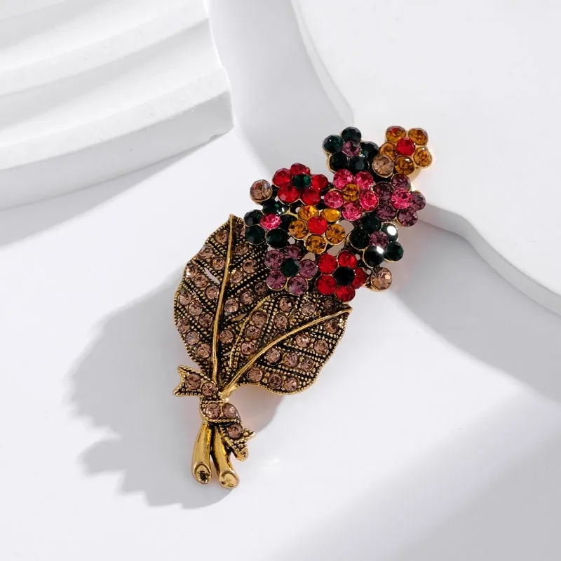 Retro Simple Style Animal Plant Alloy Inlay Rhinestones Women's Brooches