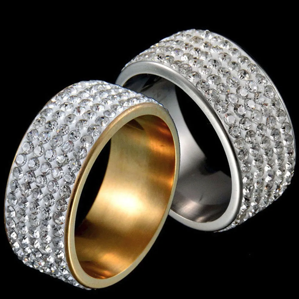Rhinestone CZ Diamond Stainless Steel Ring