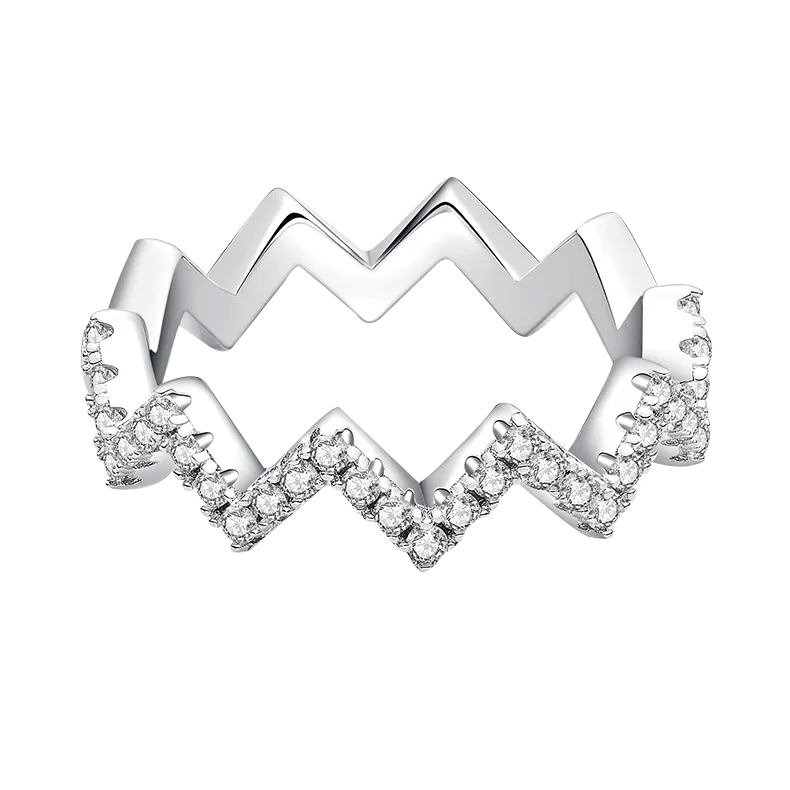 Round Lab Grown Diamond 14K Gold Peak Shape Single Hoop Eternity Ring