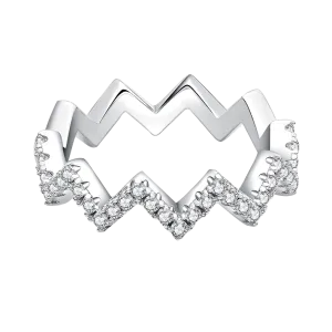 Round Lab Grown Diamond 14K Gold Peak Shape Single Hoop Eternity Ring