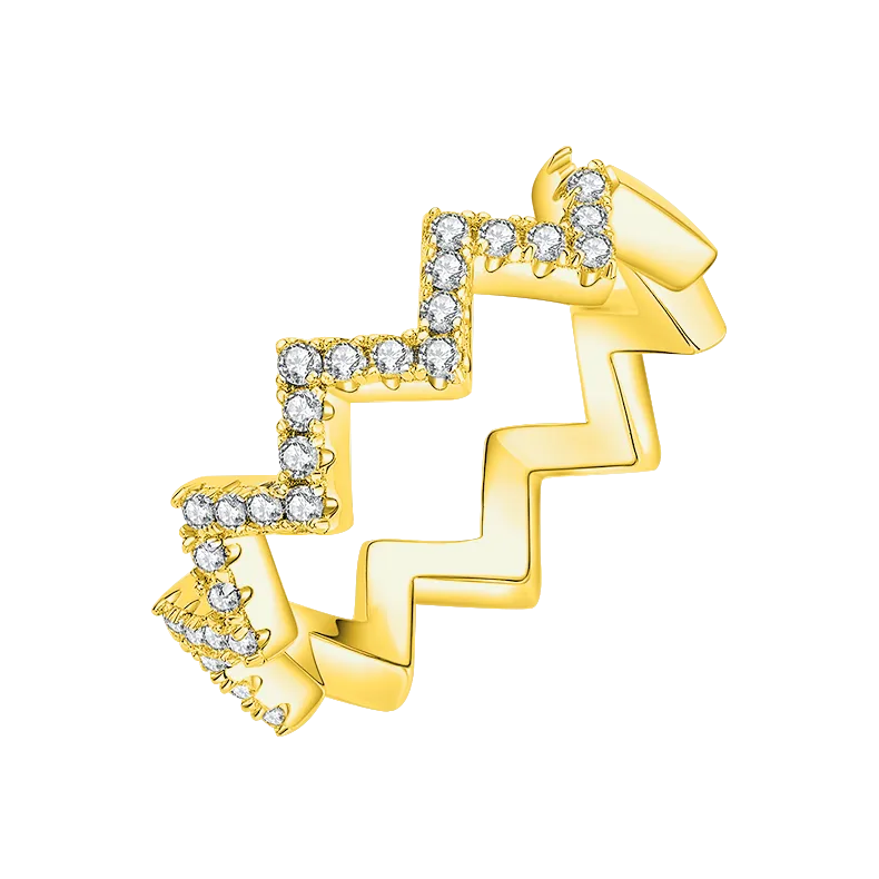 Round Lab Grown Diamond 14K Gold Peak Shape Single Hoop Eternity Ring