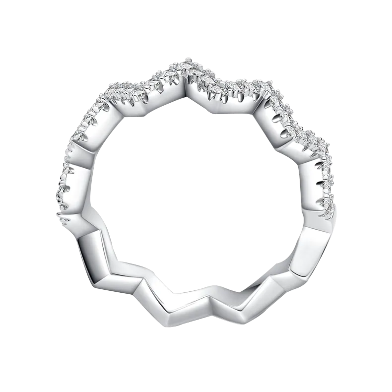 Round Lab Grown Diamond 14K Gold Peak Shape Single Hoop Eternity Ring