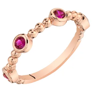 Ruby Round Cut Sterling Silver Ring Size 5