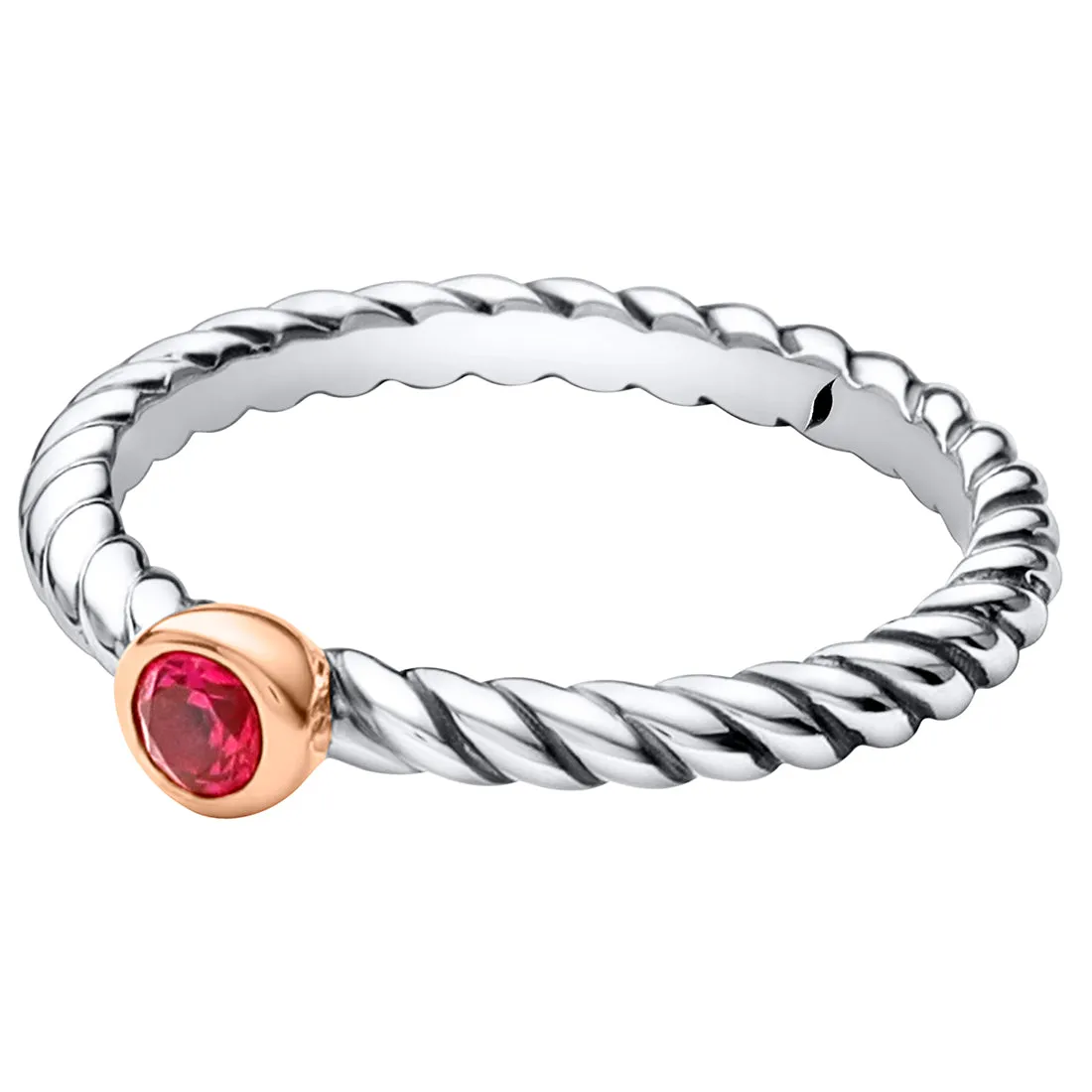 Ruby Round Cut Sterling Silver Ring Size 6
