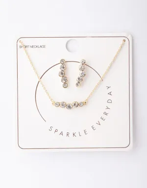 Silver 5-Circle Necklace & Earring Set
