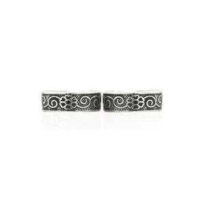 Silver Engraved Flower Toe Rings