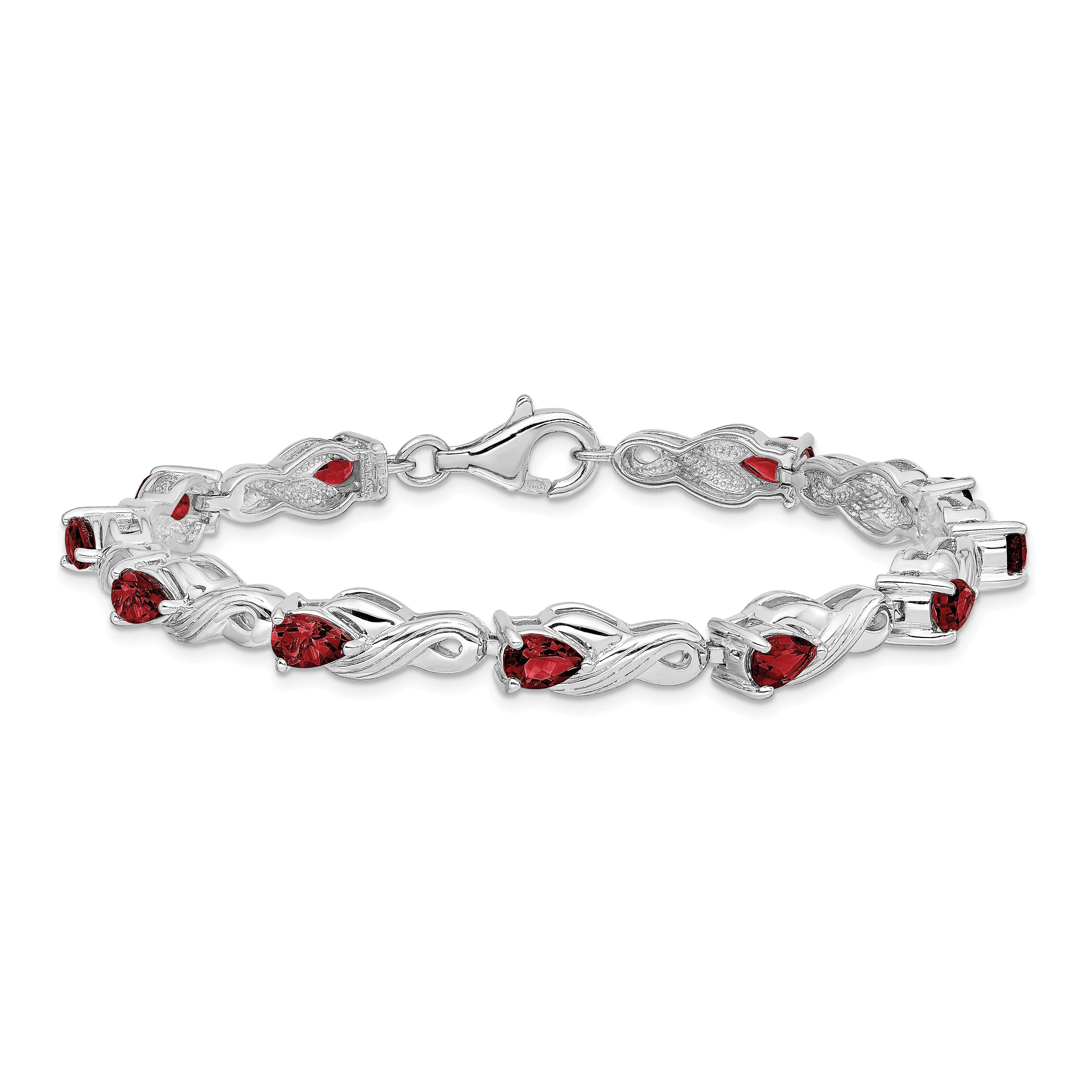 Silver Oval Cut Garnet Gemstone Bracelet
