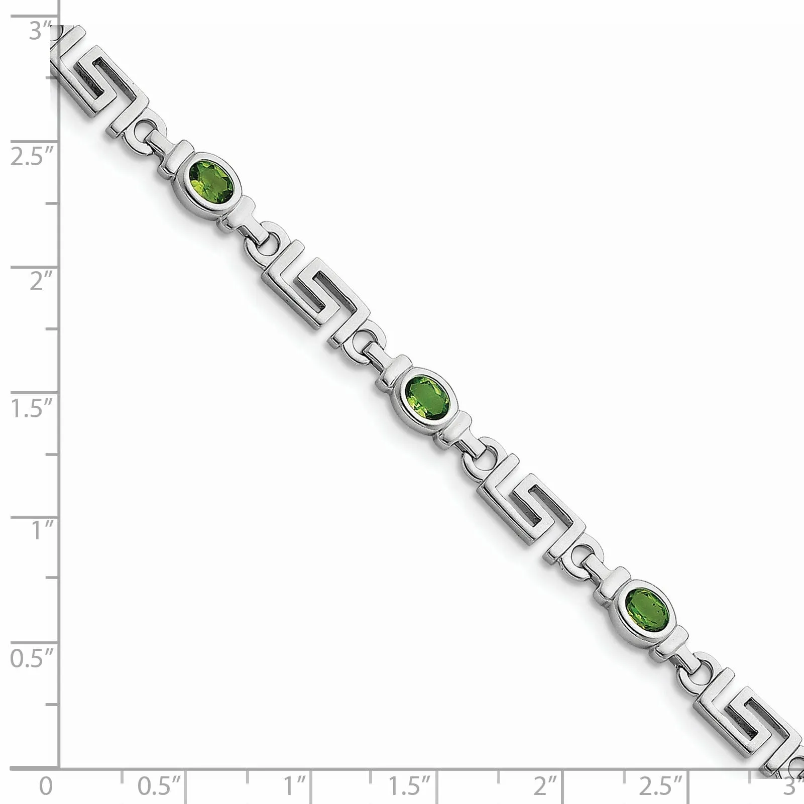 Silver Pear Shape Peridot Gemstone Bracelet