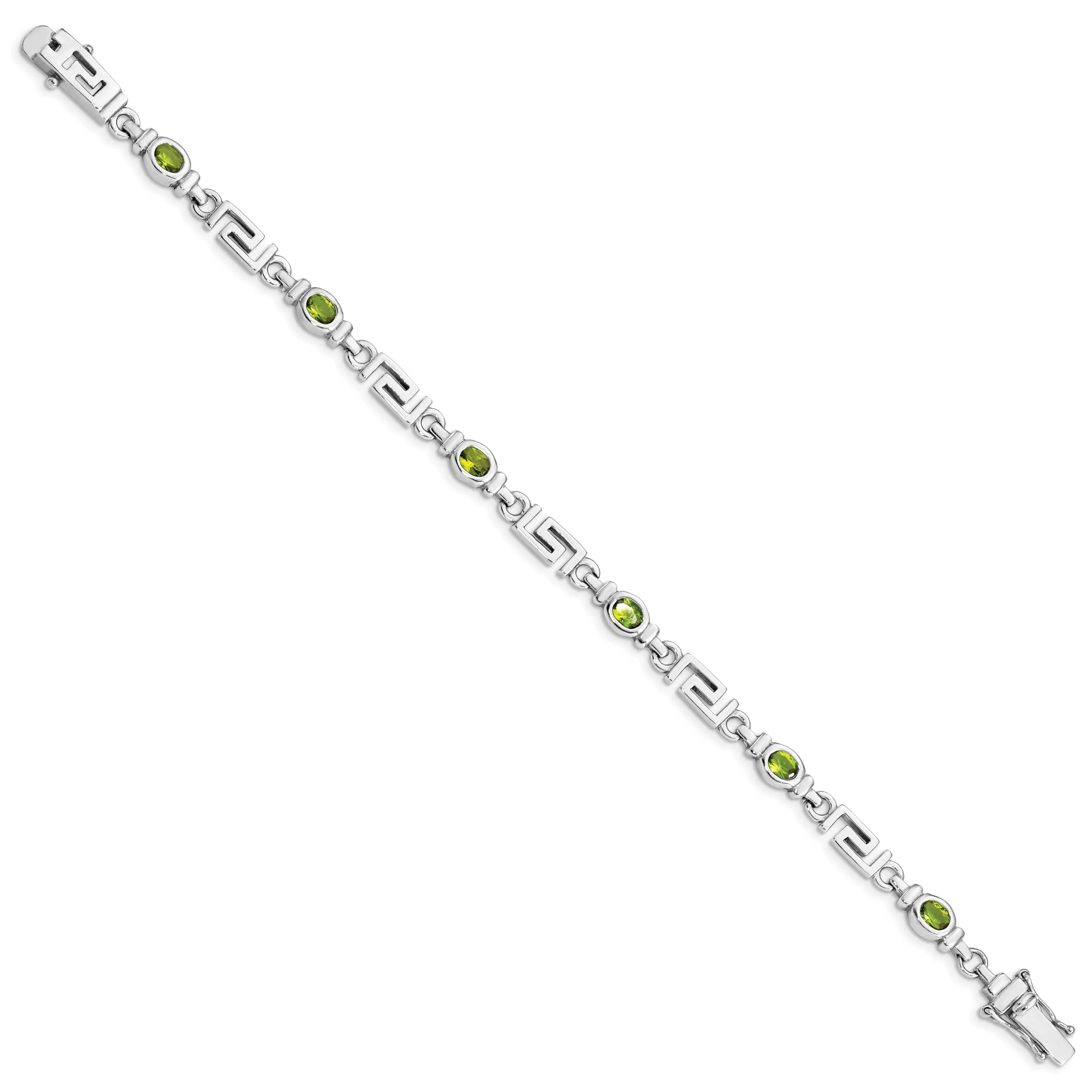 Silver Pear Shape Peridot Gemstone Bracelet