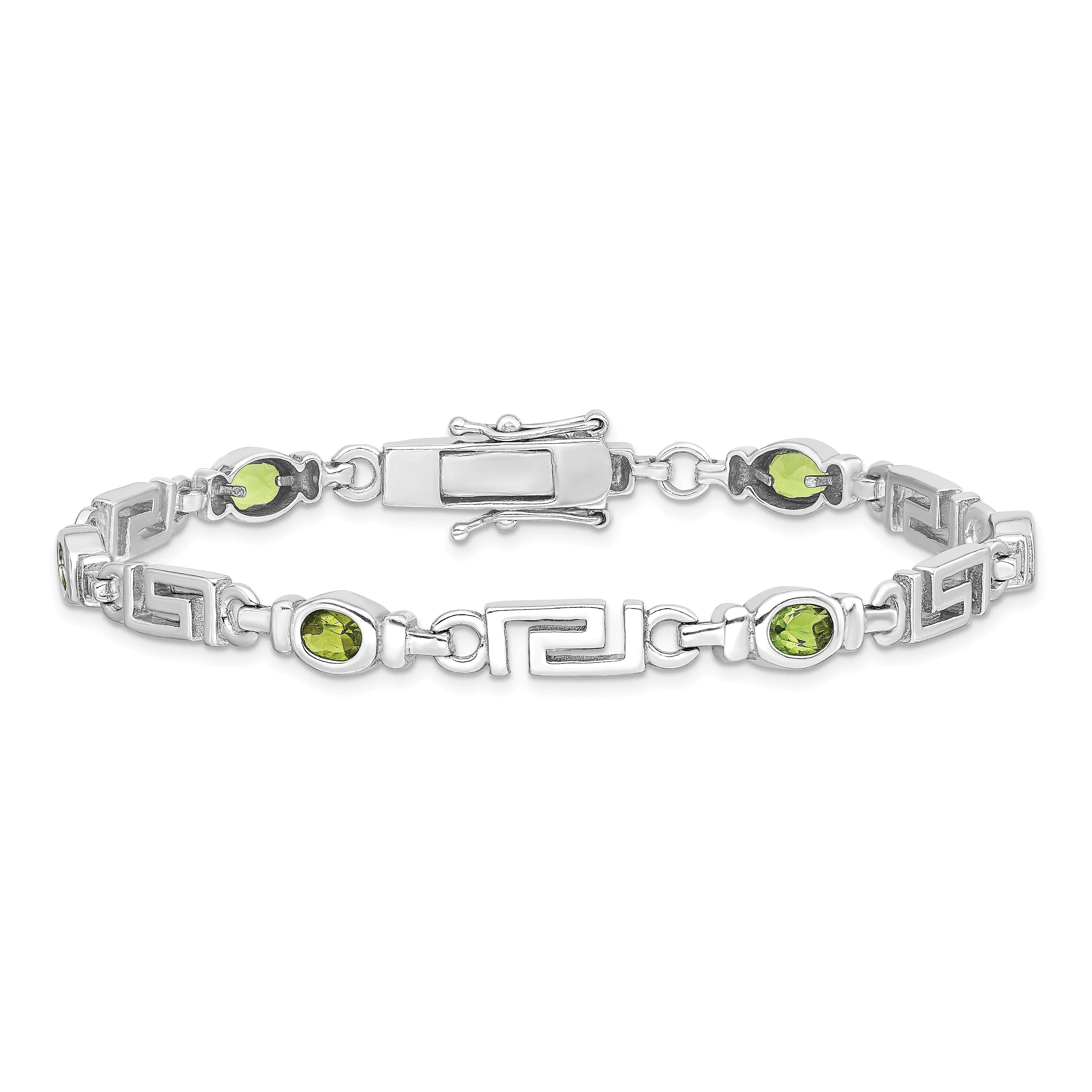 Silver Pear Shape Peridot Gemstone Bracelet