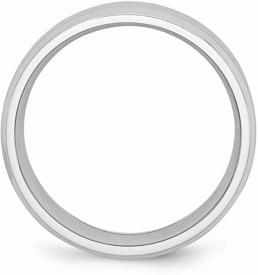Solid Cobalt Beveled Edge 7mm Plain Classic Wedding Brushed Matte Finish Band Ring