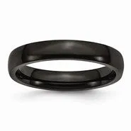 Stainless Steel Black IP-plated Polished 4mm Wedding Band Ring