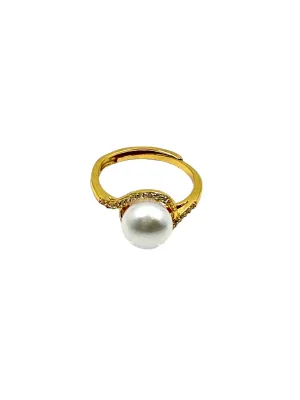 Sterling Silver 18k Gold plated 8mm Cultured Freshwater Pearl Ring