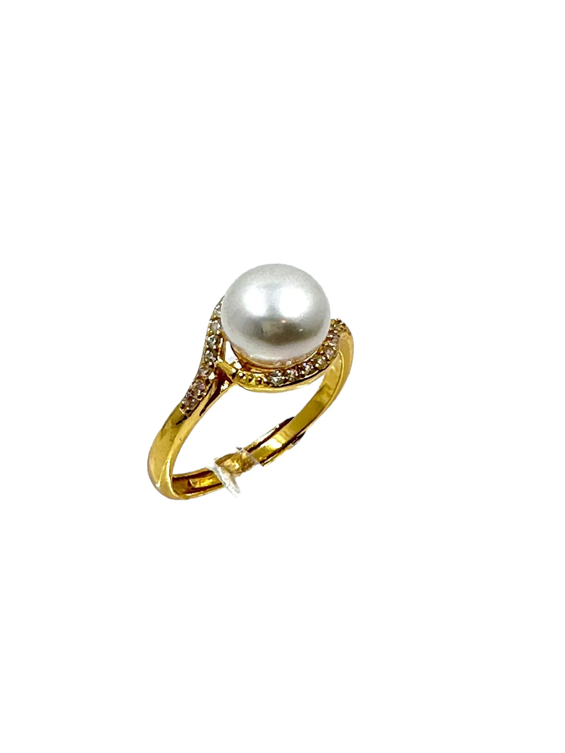 Sterling Silver 18k Gold plated 8mm Cultured Freshwater Pearl Ring