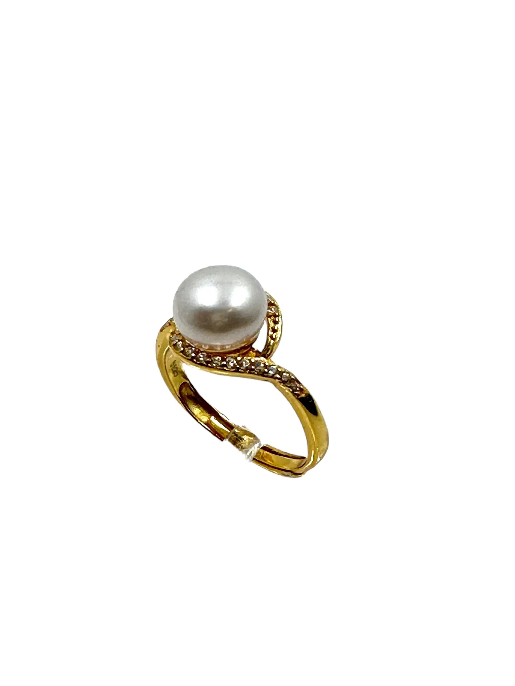 Sterling Silver 18k Gold plated 8mm Cultured Freshwater Pearl Ring