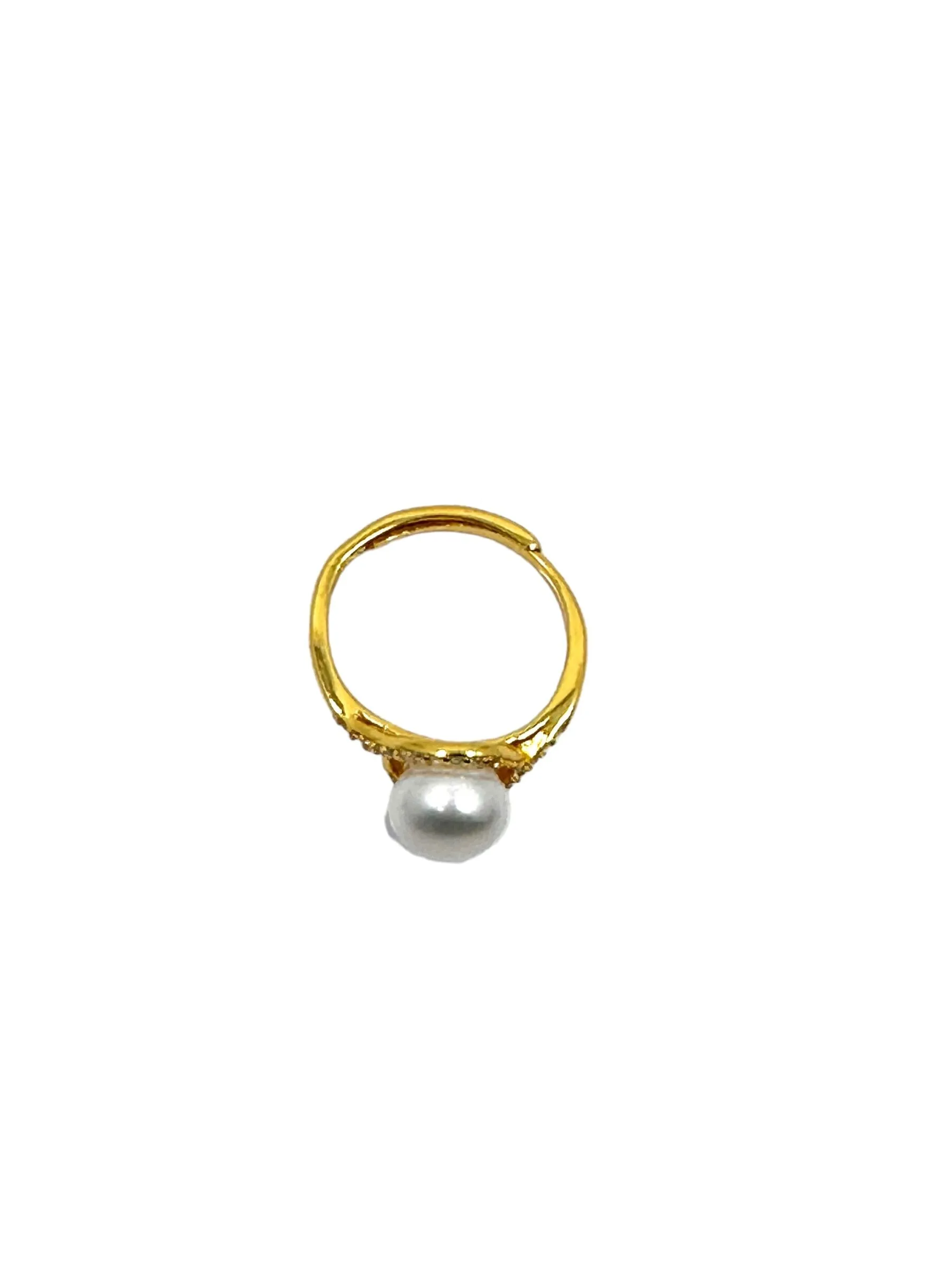 Sterling Silver 18k Gold plated 8mm Cultured Freshwater Pearl Ring