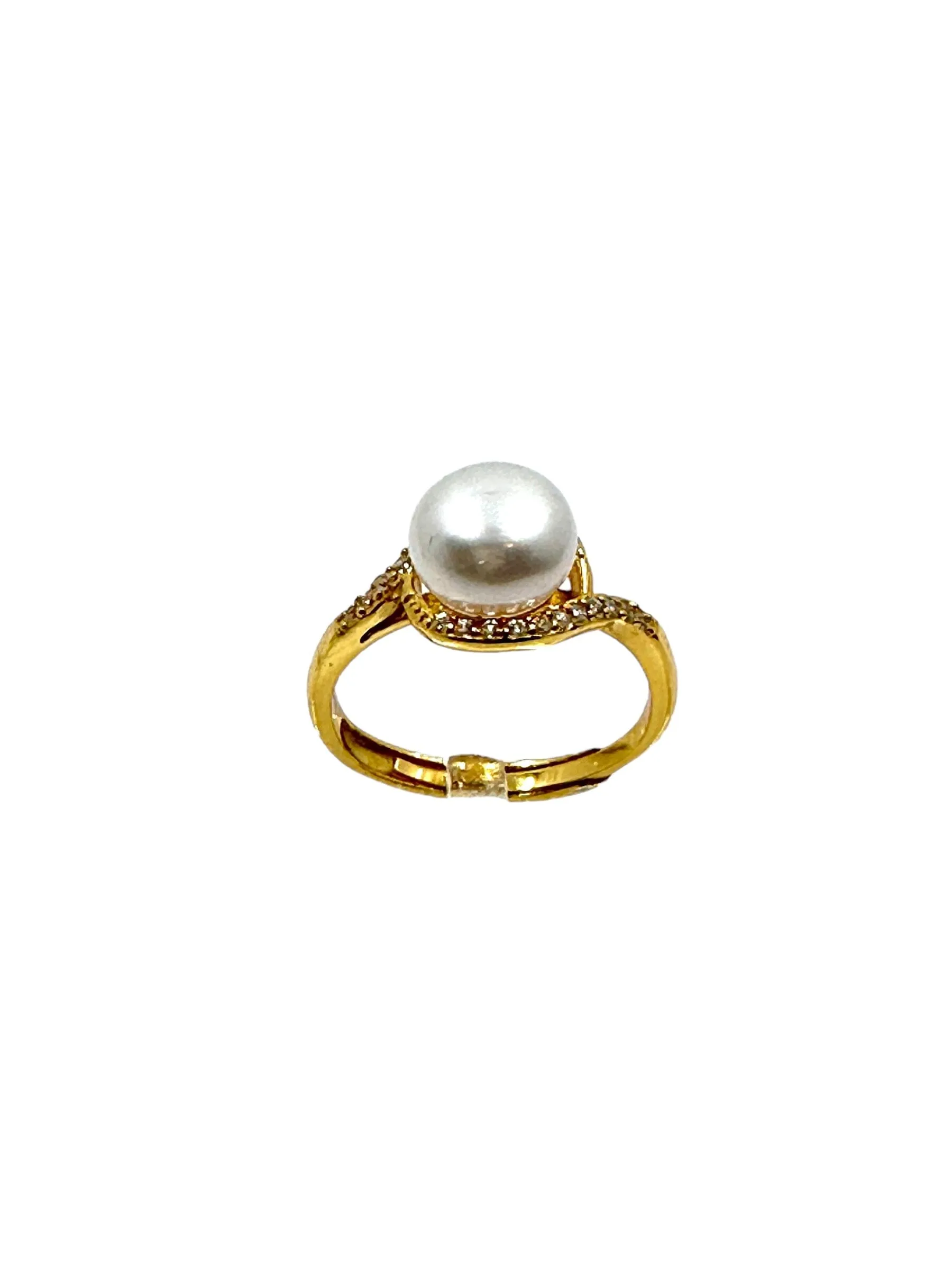 Sterling Silver 18k Gold plated 8mm Cultured Freshwater Pearl Ring