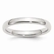 Sterling Silver 3mm Comfort Fit Wedding Band Ring