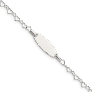 Sterling Silver Children ID Heart Link Bracelet