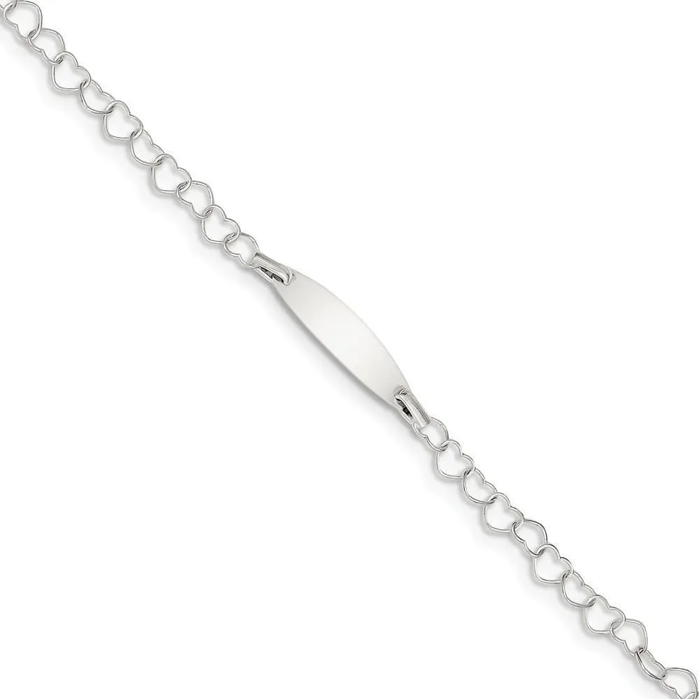 Sterling Silver Children ID Heart Link Bracelet
