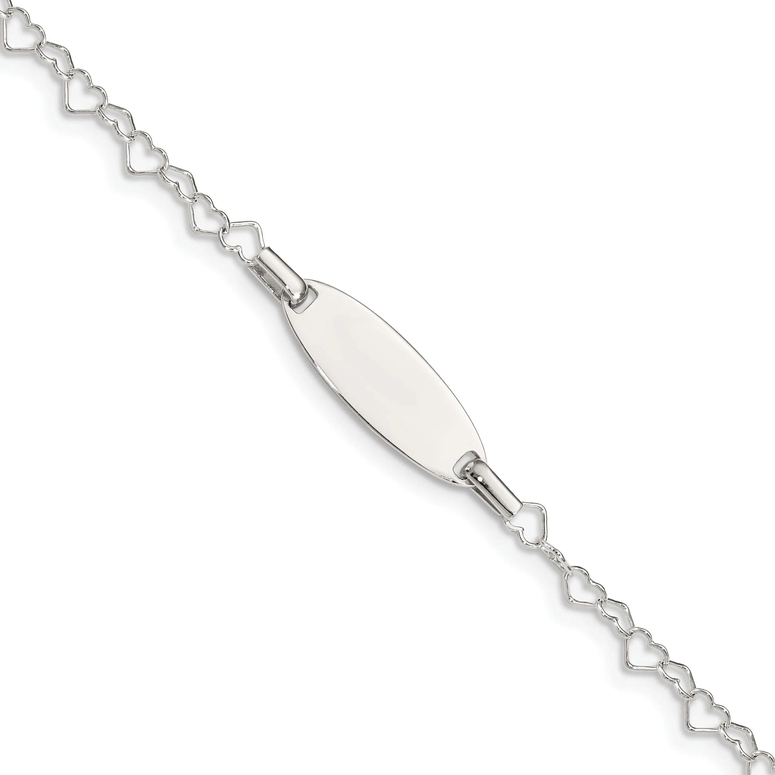 Sterling Silver Children ID Heart Link Bracelet