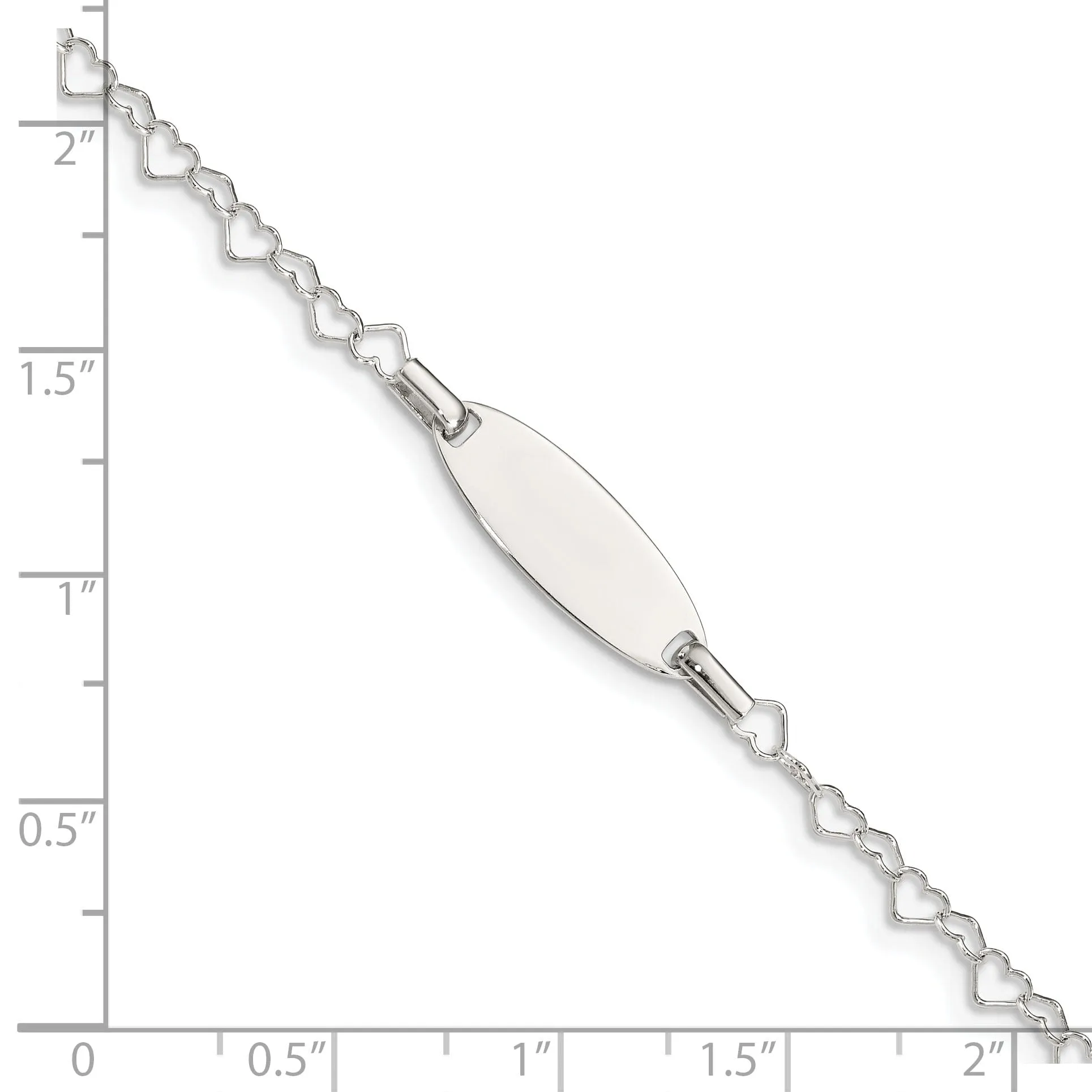 Sterling Silver Children ID Heart Link Bracelet