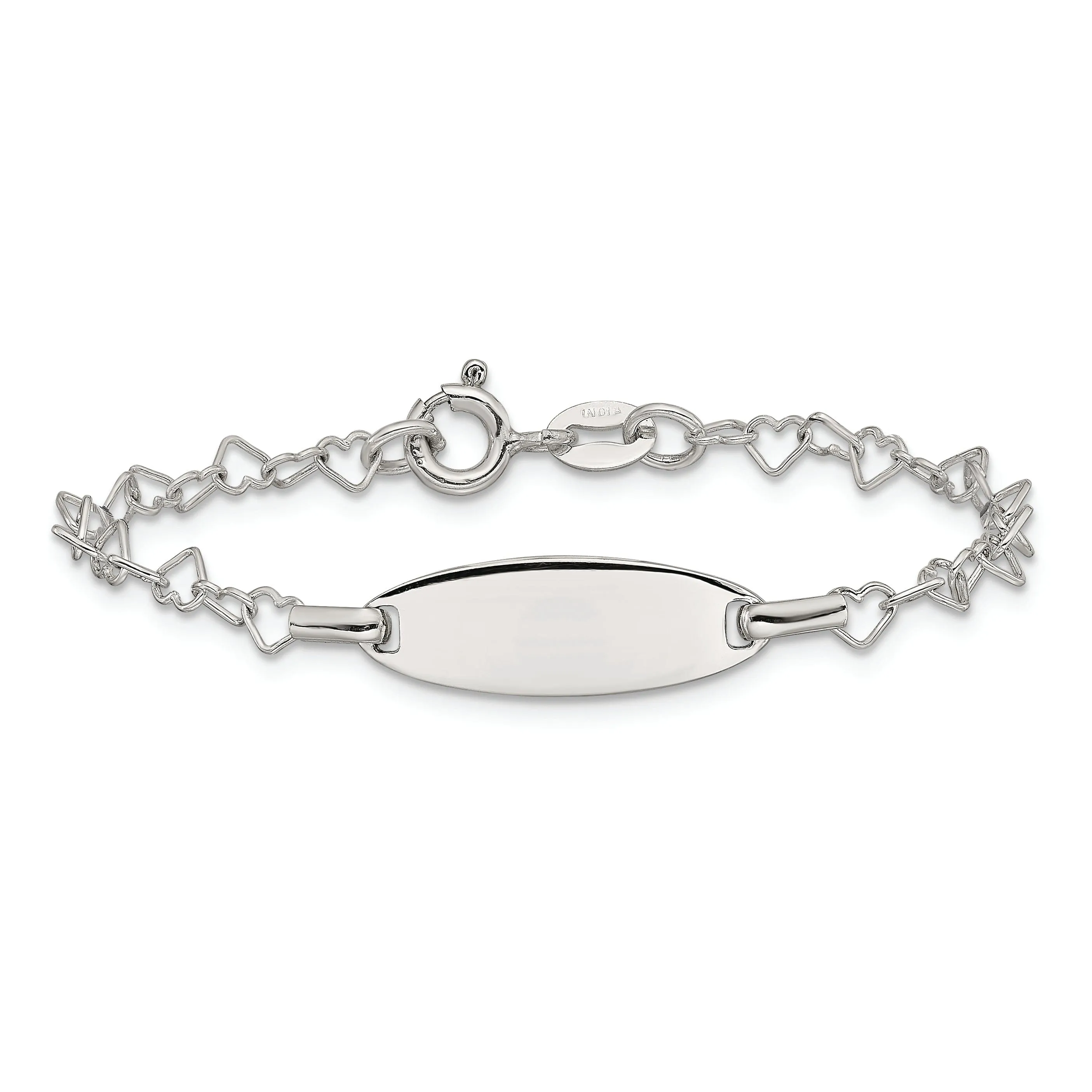 Sterling Silver Children ID Heart Link Bracelet