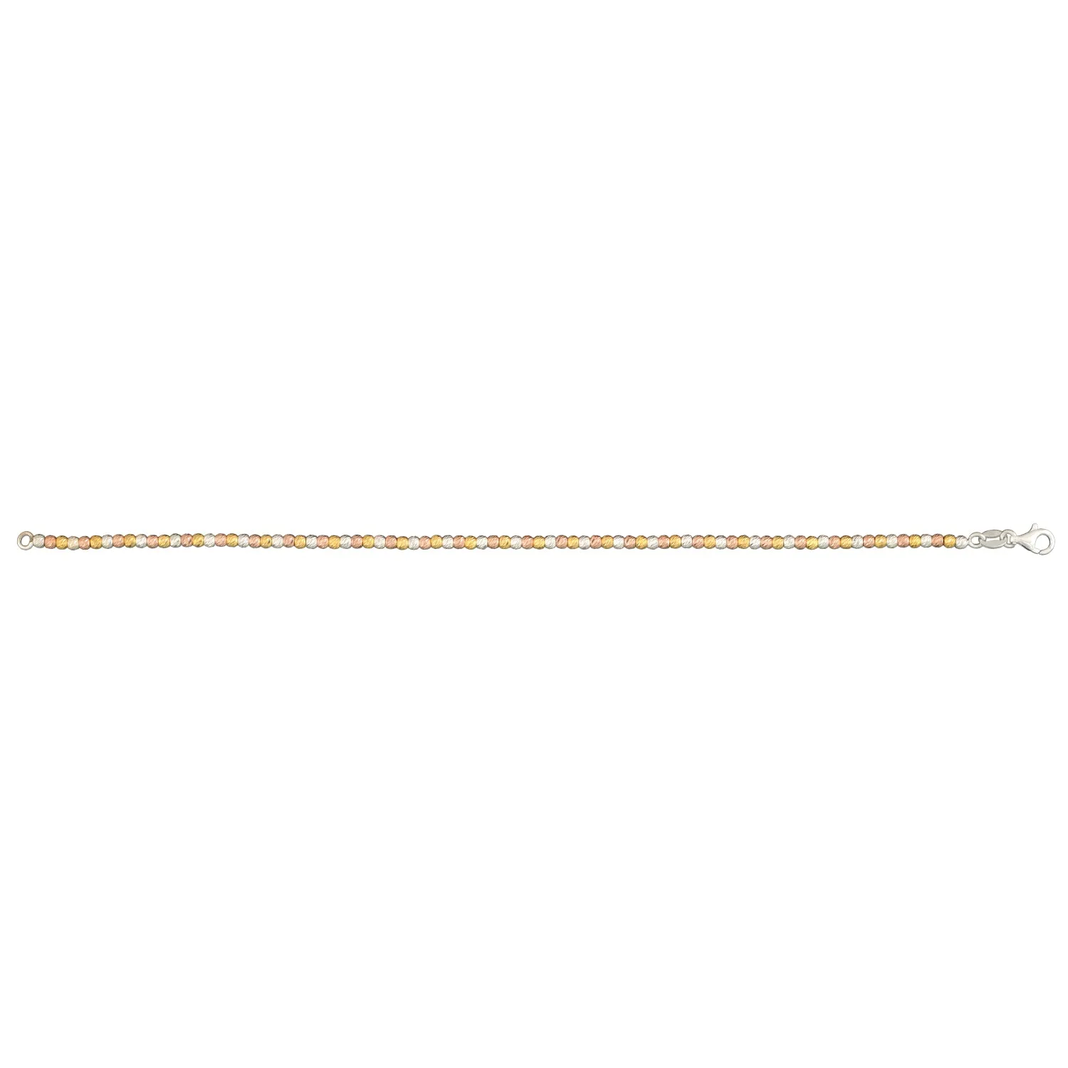 Sterling Silver, Yellow & Rose Plated 19cm Diamond Cut Ball Bracelet