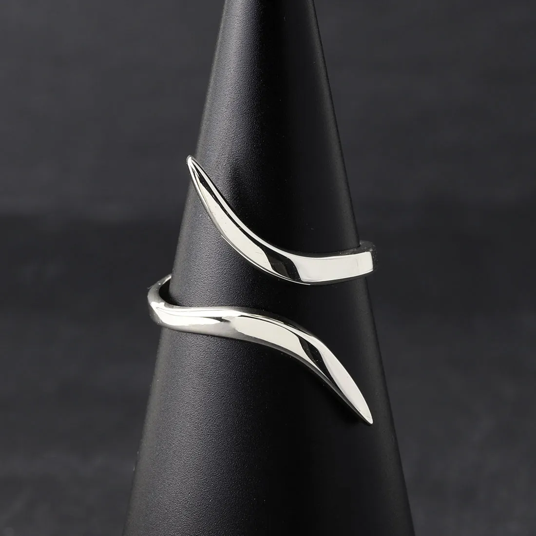 Thin Sterling Silver Open Front Bypass Ring