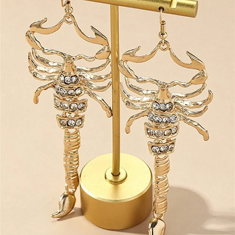 Timlee E025 New Personality Insect Scorpion Rhinestone Pendant Alloy Drop Earrings  Accessories Wholesale
