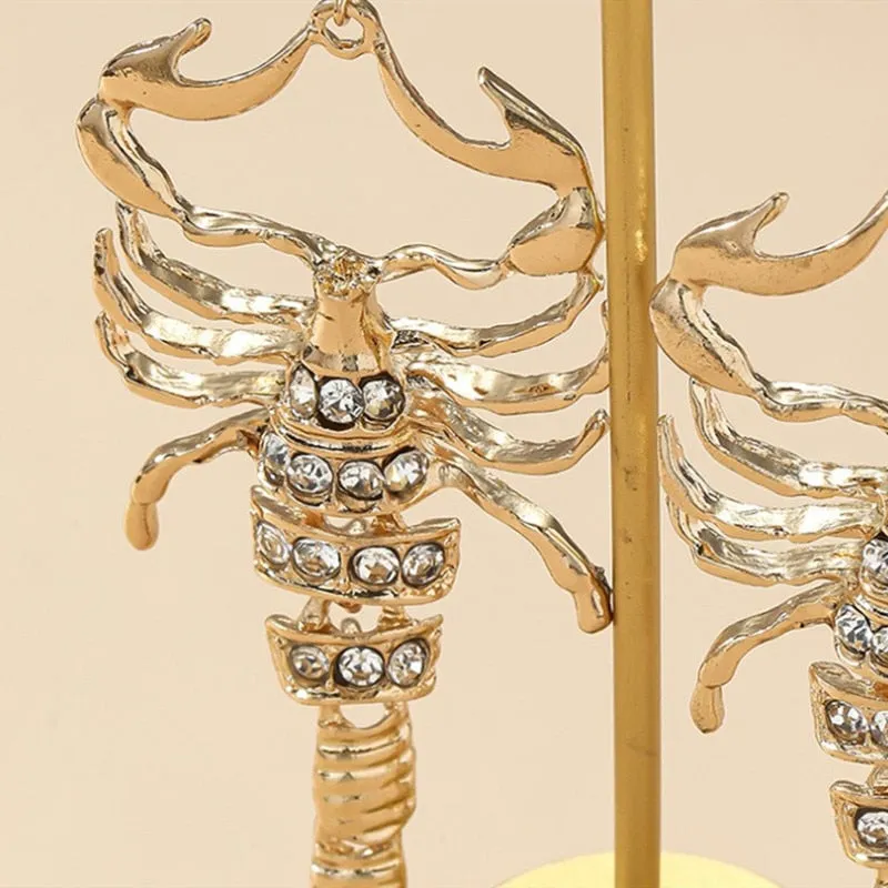 Timlee E025 New Personality Insect Scorpion Rhinestone Pendant Alloy Drop Earrings  Accessories Wholesale