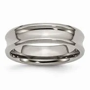 Titanium Concave 6mm Polished Wedding Band Ring