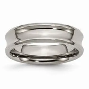 Titanium Concave 6mm Polished Wedding Band Ring