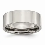 Titanium Flat 8mm Polished Wedding Band Ring