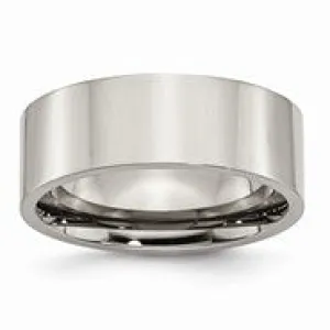 Titanium Flat 8mm Polished Wedding Band Ring