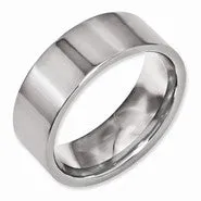 Titanium Flat 8mm Polished Wedding Band Ring