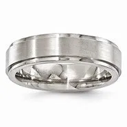 Titanium Polished & Brushed 6mm Wedding Band Ring