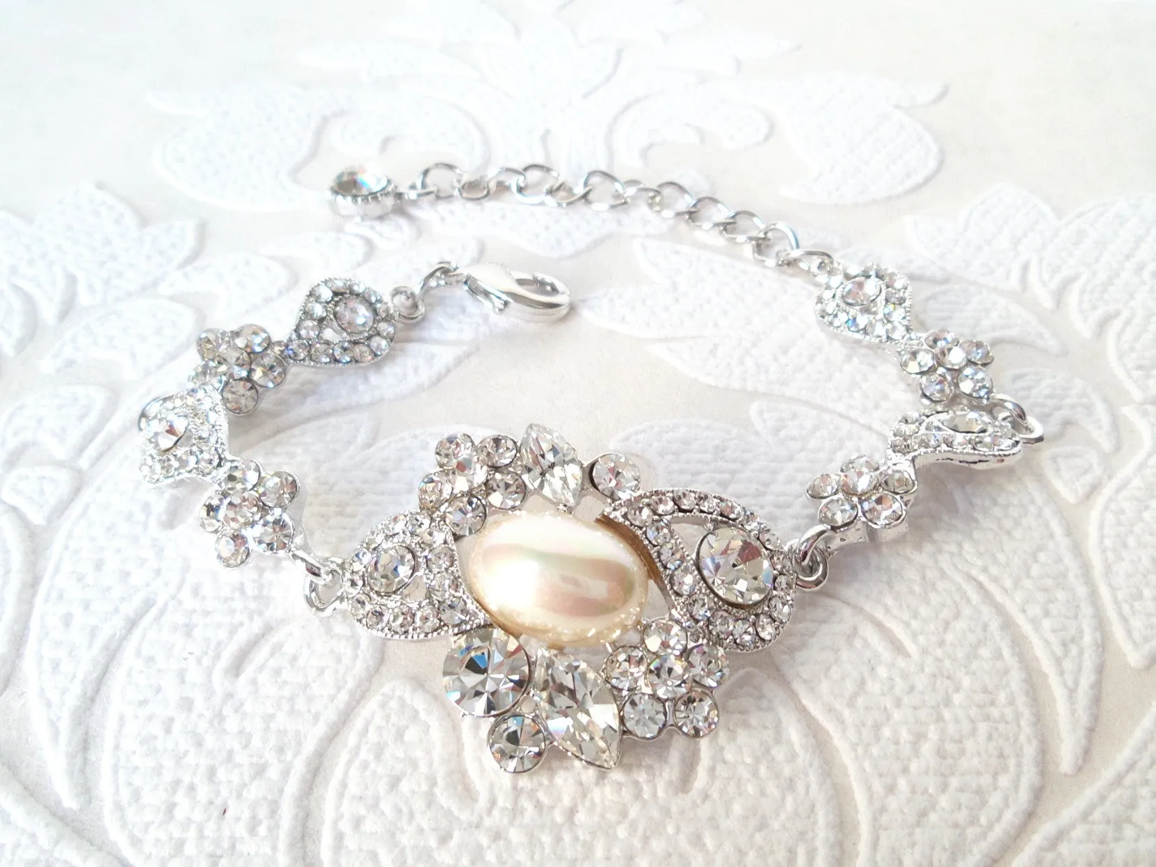 Victorian Pearl Bridal Tennis Bracelet